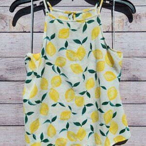 Pink Rose brand Lemon Print Medium Spaghetti Strap Camisole Blouse Lightly Used
